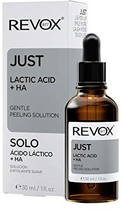 REVOX B77 - Just Lactic Acid + HA, 30 ml, Ácido Láctico y Ácido Hialurónico, Exfoliante Facial Suave, Hidrata, Ilumina y Renueva la Piel, Reduce Manchas y Líneas Finas, Mejora la Textura y Elasticidad