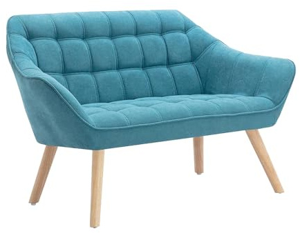 Vente-unique - Canapé 2 Places en Tissu Bleu Caserta