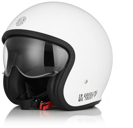 ORIGINE Casco moto Jet Casco da scooter con visiera omologata ECE 22-06 (STICKY GLOSS WHITE, L)