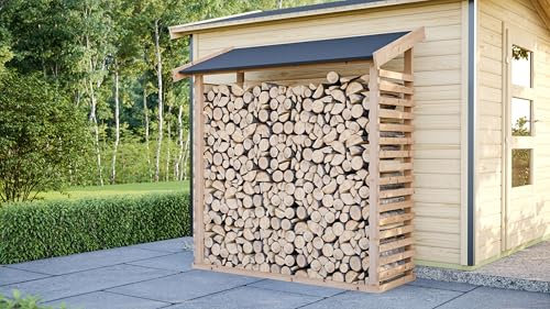 Chillroi® Kaminholzlager inkl. Dacheindeckung Kaminholzregal Kaminholzunterstand Brennholzregal in versch. Ausführungen (165x60x184 in cm (BxHxT))
