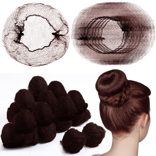 Yuxung 500 Pcs Hair Nets - Bulk Nylon Hair Nets for Women, 24 Inches, Elastic Edge Mesh, Invisible for Food Service, Ballet Dance, Kitchen(Brown)