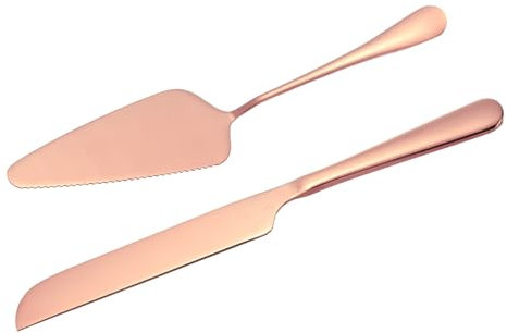 sourcing map Cake Knife and Server Set, 10.6/9 Inch Cake Cutting Set, Stainless Steel Cake Serving Set Pastry for Pizza Cutter Spatula Birthday Bridal Party Gift, Pink