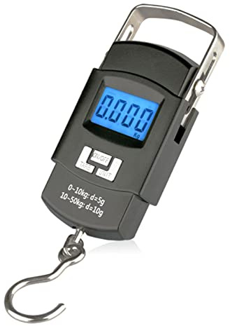HYROOY Bilancia per bagagli da 110 libbre/50 kg con display LCD retroilluminato, bilancia da pesca digitale, bilancia portatile da appendere