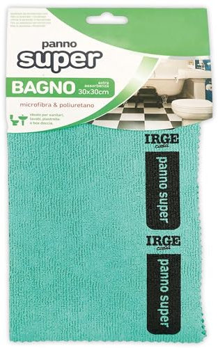 Sicignano | Panno Super in Microfibra e Poliuretano 30x30 cm, Extra Assorbenza, Resistente, Multiuso per Bagno, Cucina, Vetri e Inox, Pulizia Senza Detergenti (1, Bagno)