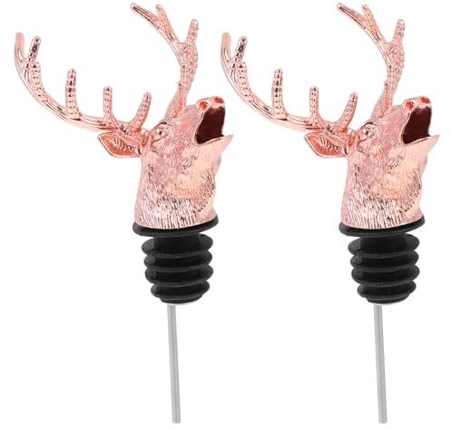 OSALADI 2 Tappi per Bottiglia di Vino Creativi in Metallo Color Rame a Forma di Testa di Cervo Tappo di Chiusura Decorativo per Bottiglie di Vino Accessori per Feste