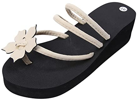 Damer flops tofflor kilklack, sandaler damer elegant sommar, platå halkfria tåsandaler bohemia högklackad plattform anpassade strandskor