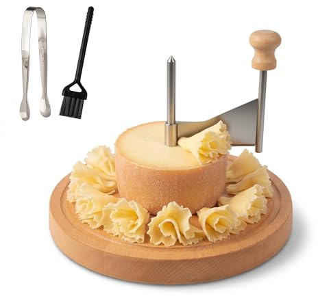 Starry Cheese Curler Wheel for Tête de Moine Style Cheese & Chocolate Cheese Shaver Wheel for Hard Cheese with Stainless Steel Slicer Wooden Base Flower Cutter