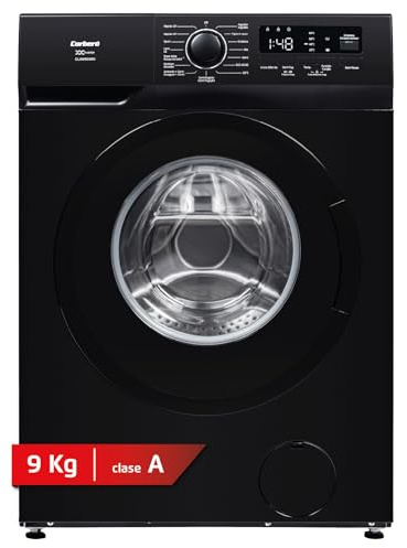 Corberó - Lavadora Premium 9kg | CLAM9046N | 1350 rpm | Motor Inverter | Función Vapor| Función Eco | Incio Diferido | Lavado Rápido 15 min | Display Touch | Negro