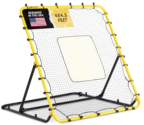 SKLZ Fielding Trainer Red de rebote de béisbol y sóftbol, ajustes de retorno para bola plana y batazos, marco de acero de 122 x 137 cm, red elástica resistente a los rayos UV y a la intemperie, diseño