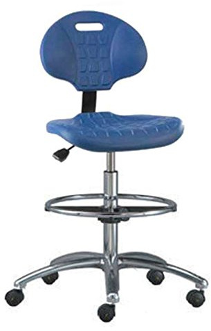 Everlast Polyurethane Chair, Manual Back Adj., 5-Star Polished Aluminum Base, 18 Adj. Chrome Footring, Dual Wheel Hard Floor Casters, Seat Height Adjustment 21.5-31.5