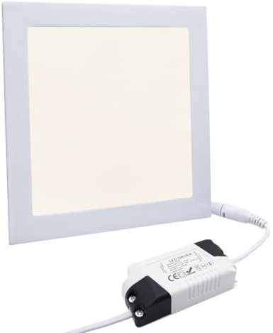 Long Life Lamp Company 18w LED Ceiling Light Recessed Square LED Panel 4000k Cool White 225 x 225mm