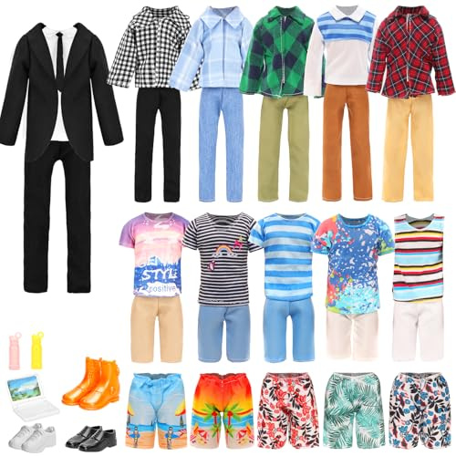 Miunana 14 Pcs Boy Doll Clothes Outfits Suits Shoes for 12 Inch 30cm Dolls