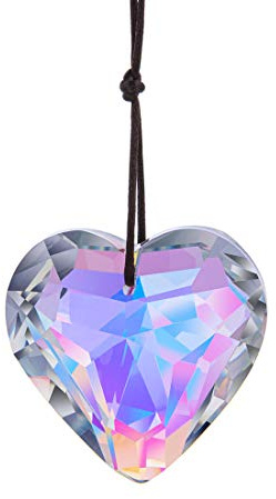Attrape-soleil prisme en cristal en forme de cœur en verre arc-en-ciel pour fenêtres, pendentif décoratif à suspendre 50 mm