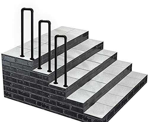 Hierro forjado Pasamanos de escalera Barandilla Kit de barra de soporte, para interior exterior jardín terraza balcón pasillo, escalones exteriores, barandilla de escalera de transición (1.1-3.3ft)