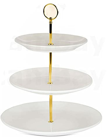 Cake stand 3 tier cake stands for afternoon tea Serving Plate Embossed Glass 3 tier afternoon tea stand Round Display, New Crown Fittings Reusable Food Serving Platter Stand for Birthday Wedding Party