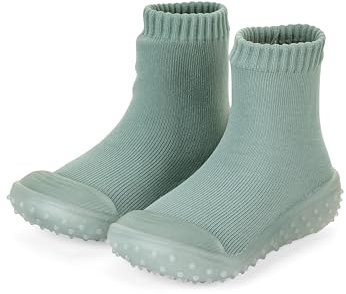 Sterntaler Adventure -Socks uni - Unisex Babysocken mit transparenter profilierter Gummisohle - Adventure Socks einfarbig - steingrün, 23/24