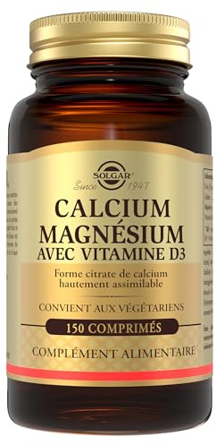 Solgar Calcium Magnésium Vitamine D3 - Os et Muscles - Fonction musculaire - Trio essentiel pour les os - Santé des os - Complément Alimentaire - Flacon de 150 comprimés