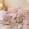 Lanqinglv Bettwäsche 200x200 Mädchen Rosa Herzenmuster Gestreift Kinder Bettwäsche aus Microfaser,ÖKO-TEX Bettwäsche Set - Bettbezug mit Reißverschluss und 2 Kissenbezug 80x80 cm