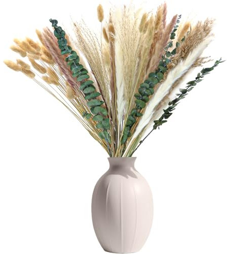 alwaiiz Decoración de Hierba de Pampa, 100 Piezas Decoración de Flores Secas Naturales, Boho Flores Secas Hierba de Pampa, Adecuado para Decoración de Mesa de Comedor de Boda en Casa (110pcs)