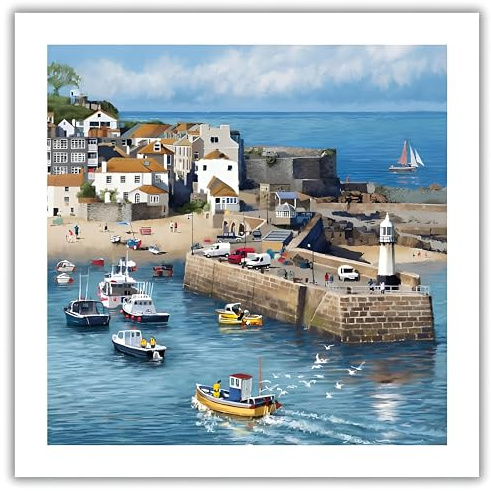 Noel Tatt Birthday/Blank Greeting Card - Blank Card for Men/Women with St. Ives, Cornwall Seaside Village Design - General Card Suitable for Any Occasion