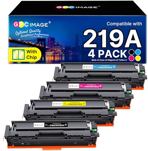 GPC IMAGE 219A (Mit Chip) Kompatibel für HP 219A Toner Set für Color LaserJet Pro MFP 3302FDWG Toner 3302FDNG 3302SDWG 3302FDW 3302SDW 3302FDN 3202DN 3202DW W2190A W2191A W2192A W2193A (4er-Pack)