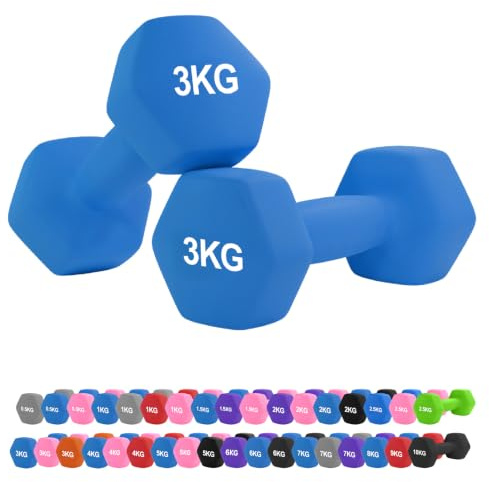 Neoprene Hex Dumbbell Set 0.5–10kg – Non-Slip Comfort Grip Hand Weights for Home Gym, Strength Training, Full-Body Workouts, HIIT, CrossFit, Pilates