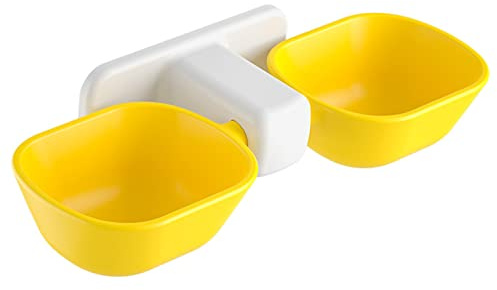 VGEBY Bols à Nourriture Suspendus pour Chats, épaississement Réglable, Conception Surélevée pour Chats, Montage Mural en Plastique, 2 Unités (Yellow)