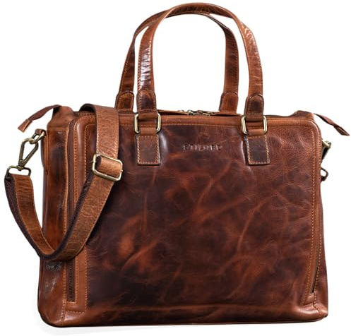 STILORD Claire Borsa Business Donna in Vera Pelle 15 Pollici | Cartella | Borsa per Laptop DIN A4 | Borsa a Tracolla e a Mano per Ufficio Colore:kara - cognac