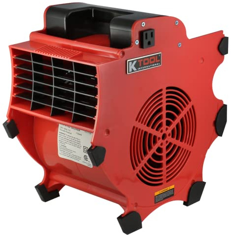 K Tool International 77700 Big Chill Workforce Blower Floor Fan, 1200 CFM, 3 Speed Motor, Overload Protection, Impact Resistant ABS, 300 Watt, 110-120V, 60Hz, 4 Angle Positions, Indoor/Outdoor, Red