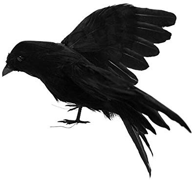 VOANZO Corvo nero di Halloween, realistica piuma fatta a mano realistica con corvo Prop Halloween Birds Raven Prop Décor Decorazione per feste all'aperto all'aperto