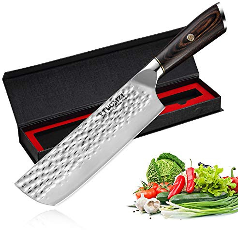 Ytuomzi 7 Nakiri Knife - Razor Sharp 7-inch Vegetable Cleaver for Kitchen | High Carbon Stainless Steel Multipurpose Asian Vegetable Knife | Japanese Chef's Knife for Chopping, Dicing & Slicing