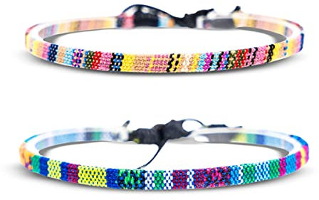 Made by Nami Boho Surfer-Armband 2-er Set Damen & Herren - Handmade Strand Festival Accessoires - Ethno Hippie Style - 100% Wasserfest & Verstellbar - Freundschaftsarmbänder Mädchen (Gelb & Türkis)
