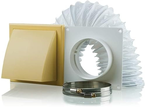 150 mm Tumble Dryer Cooker Hood Extractor Fan Wall Duct Kit with Cowled External Shutter Vent - Cotswold Stone