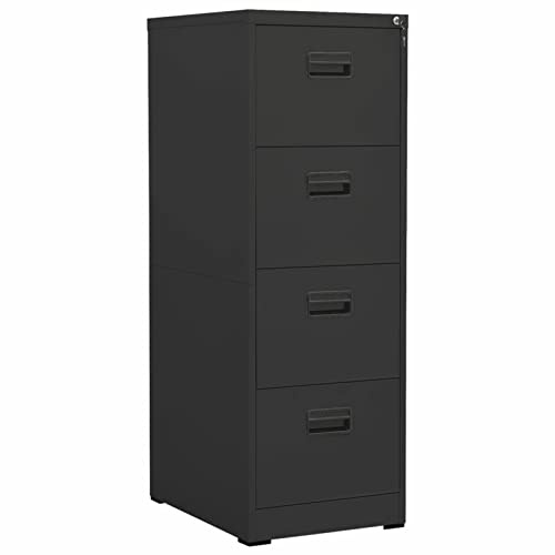 Norheim Armario Archivador Armarios Metalico con 4 Cajones y Cerradura Archivador Oficina de Acero Gris Antracita 46x62x133 cm