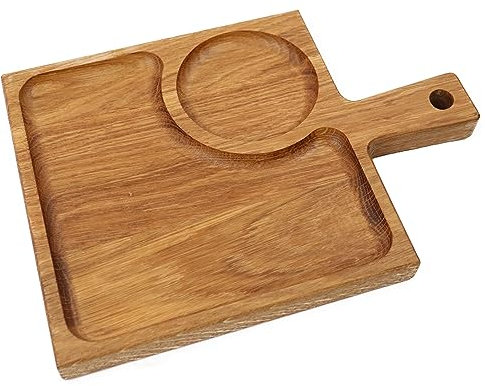 B4K Planche à pain en bois de chêne huilé - Planche à découper - Planche à petit-déjeuner - Dessous de verre - Plateau de service 1 pièce