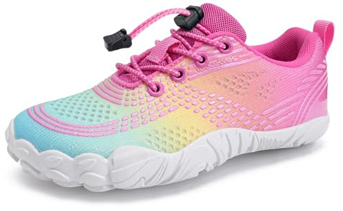 WateLves Chaussures pieds nus pour enfant, avec fermeture , respirantes, pointure 25-36 EU, Arc-en-ciel, 27 EU