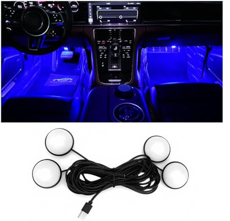 CGEAMDY Car LED Strip Light, Car Interior Ambient Lights with USB Port, LED Strip Atmosphere Lights, Universal Automobiles Interior Footwell Lighting Decoration Accessories (Blue)