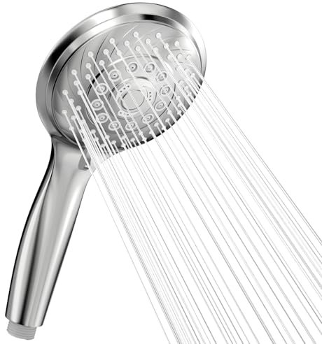 Pommeau de douche Pommeau de douche à effet pluie avec bec en silicone autonettoyant, 6 types de jet, chromé