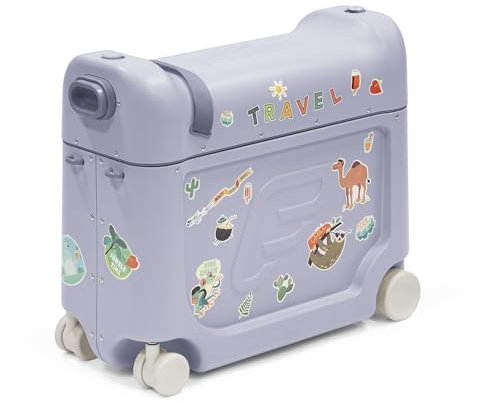 Stokke JetKids BedBox, Arctic Blue - Aufsitzkoffer für Kinder von 2-7 Jahren (bis 35 kg) - Lässt Sich in EIN Bett verwandeln - Inklusive Matratze, dekorativen Aufklebern & verstellbarem Tragegurt