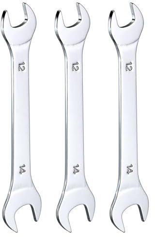 QUARKZMAN 3Pcs Clé à Fourche Double Extrémité Ouverte Clés Fines 12x14mm Métrique Clé Plate Ultra Fine et Petite, Polie Miroir, pour Réparation Automobile et Assemblage de Meubles