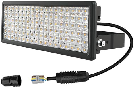 BERSUANG Projecteur LED Extérieur 100W, 14 000LM, Lumière Chaude 3000K, Super Lumineux, 230V, IP67 Étanche, Spot LED Extérieur avec Angle Réglable pour Jardin, Allée et Garage