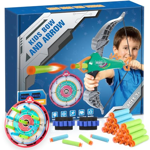 Toyokid Extérieur Jouet Enfant 3 4 5 6 7 8 Ans Garçon, Arc Jouet Enfant 3-8 Ans Jeux Exterieur Cadeau Fille Arc et Fleches Garcon et Fille 3-8 Ans Jeux Enfant Main Droite