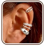 Morfetto Adjustable Ear Cuff No Piercing for Women Silver Tone Twisted