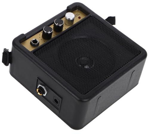 HOODANCOS Mini 5w Portable Electric Guitar Amplifier Combo Amp with Audio Cable and Adapter Compact Practice Guitar Amp Black (no Battery)