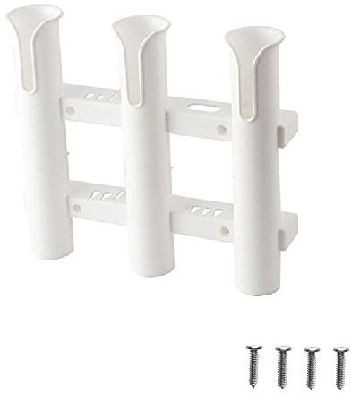 BigTron Angel Rutenhalter EIN Stück 3-Fach/Racks/Pole, Seitlich Angebracht, Alle Zubehör im Lieferumfang (Weiß) für Boot, Kajak, Mauer