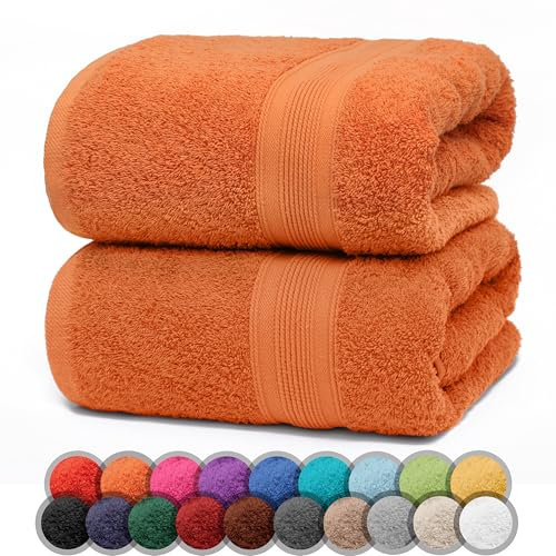 NatureMark 2er Pack DUSCHTÜCHER Premium Qualität 70x140cm DUSCHTUCH Dusch-Handtuch Doppelpack Farbe: Terrakotta