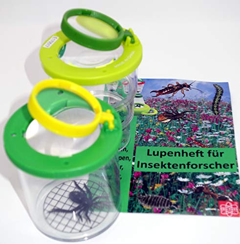 EDU-TOYS 2er Set Becherlupen mit Lupenheft, Faltbare Lupendose und Becherlupe 2fach 3,5fach