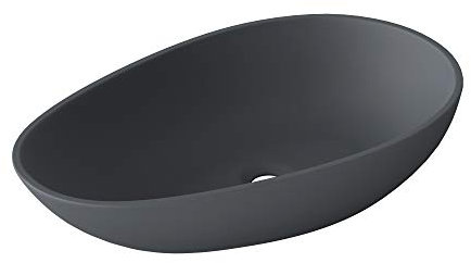Mai & Mai Bathroom Sink Basin | Cast Stone Resin Oval Matt Anthracite | Solid Surface Sink | WDH: 60x36x14cm Col809