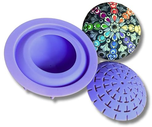 Form für die Herstellung von Steinen mit Kuppelschablone – Design #2 – Happy Dotting Company – runder glatter Kieselstein wie für Punktkunststeine, Mandala-Kunst, DIY, Basteln, Malen, Zeichnen – Gips,