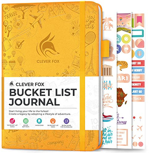 Clever Fox Bucket List Journal – Inspirierendes Bucket-List & Reisebuch für Erinnerungen & Abenteuer – Motivierendes Bucket-Listen-Notizbuch für den persönlichen Gebrauch & Paare – A5, 14 x 21 cm –